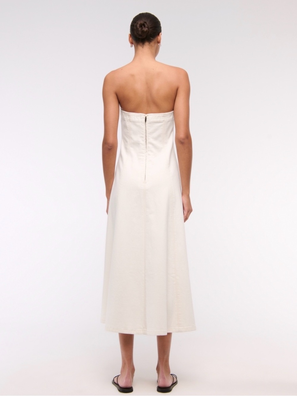 Abercrombie & Fitch Mila Strapless Denim Midi Dress stretch - Picture 7 of 7
